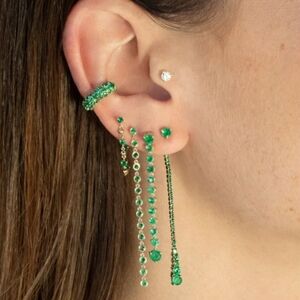Solid 14k Yellow Gold Emerald Earrings (Pair) by The Last Line